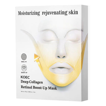 Packaging of KOEC Deep Collagen Retinol Boost-Up Mask for moisturizing and rejuvenating skin with ideal fit and lifting effect