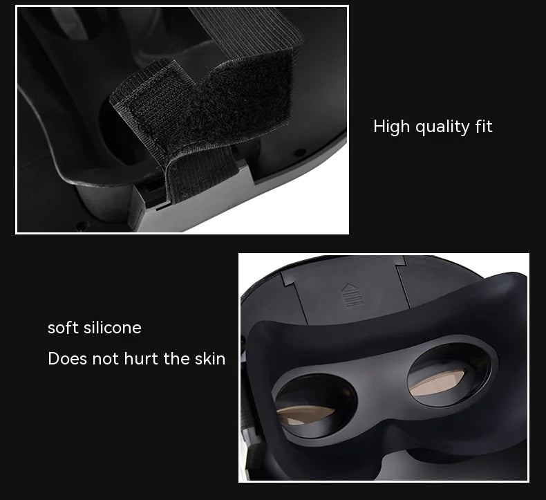 Close-up of LED face mask showing soft silicone inner lining and adjustable strap for a comfortable high-quality fit.